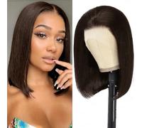 UTIDE Bob Wig Dark Brown Material Bob Wig Straight Human Hair 100% Human Hair Unprocessed Brazilian Virgin Human Hair 10A Unprocessed