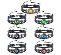 UTIEHD Genshin Impact Bracelet Set of 7, Luminous Bracelets Glow in Dark, God's Eye Time Gem Bracelet of Fire, Ice, Wind, Grass, Rock, Thunder, Water