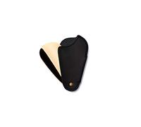 Utile4 - Travel - Travel Shoe Horn with Facing made of Black Genuine Leather and with Elegant Handmade Stitchings - Foldable Shoe Horn with Steel Spoon Golden Finishing - Made in Italy