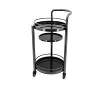 utility cart 3-Tier Round Metal Coffee Bar Cart Mini Rolling Utility Tiered Tray for Table Organizer, Home Kitchen Shelf, 16.5x .5 X 32.6 Inches Carts Stands(Black)