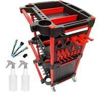 Utility Cart,Auto Detailing Tool Cart with 2 Tool Hanging Board,3-Tier Utility Rolling Cart Tool Storage,Car Cleaning Storage for Garage DIY Home Studio Projects,Storing Your Tools (Standard)