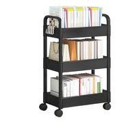 Utility Cart On Wheels | 3 Tier Rolling Cart | Utility Cart Rolling Cart Organizer | Multi Functional Snack Cart Trolley | Movable Storage Organizer | Rolling Library Book Cart For Room Office