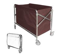 Utility Cart Organizer Service Cart Commercial Foldable With Wheels Removable Bag, Large Capacity Housekeeping Service Trolley For Laundry Room Hotel(Brown-87X52X78Cm)