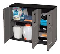 Utility Cupboard; 3 Doors; 1 Shelf; Two Tone Grey