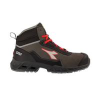 Utility Diadora Shoe Shark Stab Imp Leat Mid S3 SRC ESD Black Red Fluo, Black, 6.5 UK