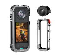 Utility Frame Case Cage for Insta360 X5, Metal Protective Case with Silicone Lens Cap Guard - Cold Shoe Mount, 3 x 1/4" Threads, Quick Release Adapter for Insta 360 X5 Accessories