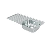 Utility Gloss Stainless Steel Stainless Steel 1 Bowl Kitchen Sink Rh 500mm X 1000mm