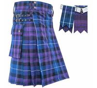Utility Kilt - 5 Yard 16oz Acrylic Wool Tartan - Scottish Modern Utility Kilts for Men, Adjustable Strap - Traditional Highland Costume - Cargo Kilt (Pride of Scotland, Belly Button - 32" Inches)