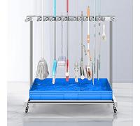 Utility Rack For Mops And Brooms,Cleaning Supplies Organizer,Cleaning Cart,Movable Commercial Mop Broom Holder,Cleaning Supplies Organizer,Housekeeping Cart,Mop
