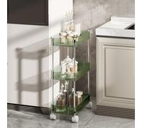 Utility Rolling Cart, Multifunction Acrylic Storage Trolley with Lockable Wheels for Home, Office, Kitchen, Bathroom, 4-Tier Design