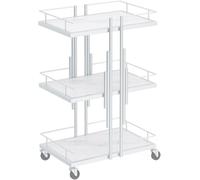 Utility Rolling Cart with Marble Shelves - Space Saving Storage for Salon, Home, and Hotel
