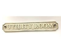 Utility Room Brass door Sign available in three finishes - Brass, Shiny silver nickel or Antique Bronze. Matching screws included. Size 20.5 cm X 3.5cm. (SILVER)