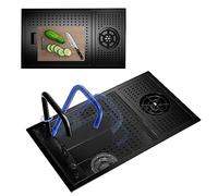 Utility Sink,Black Stainless Steel Drop In Kitchen Sink,Single Bowl Utility Small Kitchen Sinks,Modern Sink,Undermount Bar Sink,Commercial Sink,with Hidden Faucet,Soap Dispenser,Drain Assem