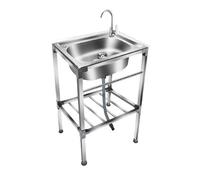 Utility Sink Free Standing Single Bowl Kitchen Sink with Faucet, Stainless Steel Bathroom Sink for Laundry Room Farmhouse Garage(Size:53x38cm(21x15inch))