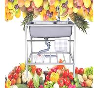 Utility Sink,Free Standing Utility Sink Single Bowl,Commercial 304 Outdoor Sink with Faucet,kitchen sinks Multipurpose Vanity Basin,for Laundry Backyard Garage Camping Portable Handwashing