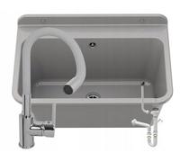 Utility Sink Granitan Large For Garage, Laundry Room, Boiler Room With Syphon And Flex Tap Set