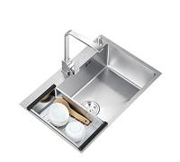 Utility Sink,Kitchen Sink Drop-in, Farmhouse Kitchen Sink, Workstation Sink, Stainless Steel Single Bowl Kitchen Sinks for RV, Travel Trailer, Garage (Color : Silver, Size : B(55x45cm))