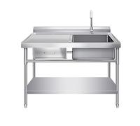 Utility Sink,Stainless steel with drawer Single Bowl utility Laundry sink outdoor sink Freestanding Commercial Kitchen Sink,with Faucet and Workbench,for Restaurant, Bar, Laundry, Garage, B