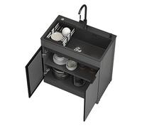 Utility Sink With Cabinet Kitchen Sink And Cabinet Combo With Drainer Unit And Tap Storage Shelves For Kitchen Restaurant Farmhouse Laundry Garage Commercial Indoor Outdoor,4705 Round Faucet 55X45X83