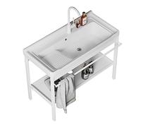 Utility sinks for a laundry room ,laundry tub sink ,utility sink laundry tub with washboard,With water pipes, mounting screws, suitable for balcony, garden, laundry room, garage, bathroom ( Size : 32"