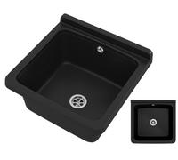 Utility Technical Sink Granitan Orta, Garage, Boiler Room, Laundry Black 40X38Cm