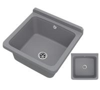 Granitan Sink for Garage, Basement, Workshop and Laundry Room, Universal Wash Trough with Siphon, Wall Mounted Sink for Indoor and Outdoor Use, 40 x 38 x 22.8 cm, Grey