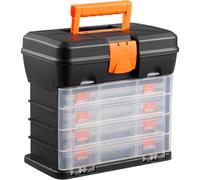 Utility Tool Box Storage Organiser Case with 4 Drawers & Adjustable Dividers