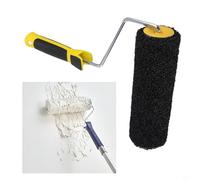 Utility Tools 9 Inch Wall Brush - Elastic Roller Brush for Plastering, Nylon Round Shaped Painting Roller with Medium Length Bristles for Wall Putty and Textured Finishes(Black)