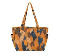 Utility Tote Bag Work Bag for Travel Daily Anti-Scratch Lining Animal Fox Fur Print Orange