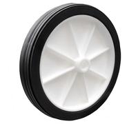 Utility Wheel with Black Rubber Tyre, 100mm Diameter for Air Compressor Trolley Shopping Bag or Cart Puncture Proof PU White Plastic Wheel 6mm Bore