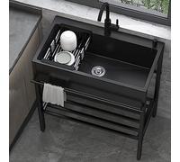 Utility with Cabinet,Black Commercial,freestanding Stainless Steel s,Single Bowl Kitchen Faucet and Shelves,Hand Washing Station Basin for Garage Laundry Room