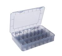 UtiliZenMall 1 Pack 24 Grids Plastic Craft Storage Box, Grey Multi Stackable Plastic Organizer Container for Jewelry, Beads, Bolts, Snacks, Pills & Fishing Tackle - Includes Label Stickers