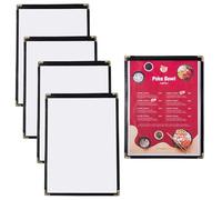 UTILIZENMALL Reinforced A4 Menu Covers 5 Pack - Single Page Double View with Corner Protectors for Restaurants, Pub, Bars, School & Home Use