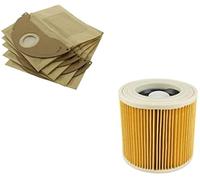 Utiz Cartridge Filter Paper Dust Bags For Karcher A2000-A2099 WD2240 WD2200 Vacuum Cleaners Pack of 1 Filter + 5 Bags