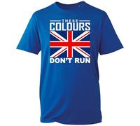 UTK March Patriotic Union Jack T-Shirt with Bold ‘These Colours Don’t Run’ Graphic - 13 September Top Unite The Kingdom Tee British Pride Unisex Tee (Royal, L Years)
