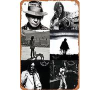 Utlerure Neil Young Black and White Poster Metal Tin Signs,Retro Art Wall Poster,Cafes Bars Pubs Shop Wall Decorative 12x8 Inch