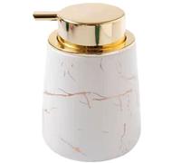 UTLODY Marble Pattern Ceramic Soap Dispenser with Pump, Refillable 450ml Lotion and Shampoo Bottle for Bathroom Vanity Countertop, 9x14cm Short 1pcs(White)