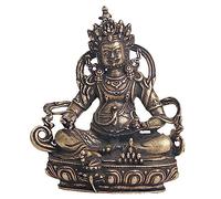 UTLODY Meditation Necklace, 1pcs Mini Brass Yellow Wealth God Buddha Statue Decoration, Offering Tibetan, Attracting and Receiving Blessings, Home