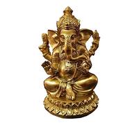 UTLODY Meditation Necklace, Golden Ganesha Buddha Statue Elephant God Sculptures, Resin Meditation Sitting Hand Carved Figurine Craft, Indoor Home Decoration Garden Ornament(A)