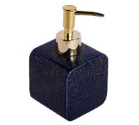 UTLODY Solid Color Cube Ceramic Soap Dispenser, Refillable Lotion and Shampoo Pump Bottle for Bathroom and Kitchen, 330ml, 1 Pcs(Dark Blue)