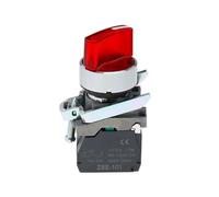 UTLODY XB4 Illuminated Knob Switch 2 Gears 3 Normally Open Closed Mechanical Button Self-Locking LED Lamp Holder(Red,12V-1NO-2 GEAR)
