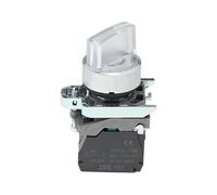 UTLODY XB4 Illuminated Knob Switch 2 Gears 3 Normally Open Closed Mechanical Button Self-Locking LED Lamp Holder(White,380V-2NC-2 GEAR)