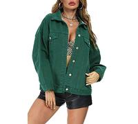 UTNISAN Oversized Jean Jacket Women Vintage Washed Boyfriend Denim Jacket Classic Loose Jean Trucker Jacket 703…………, Dark Green, M