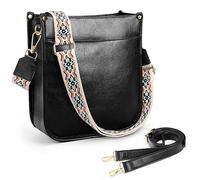 UTO Cross Body Bag Women Vintage Ladies Handbags Shoulder Bags Convertible Strap Faux Leather Black