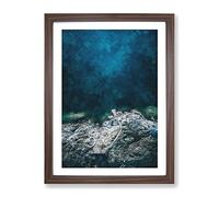 Uto Island In Sweden Painting Modern Framed Print | A4 Walnut Framed Wall Art | Ready to Hang | Modern Landscape Picture | Living Room Bedroom Lounge Office