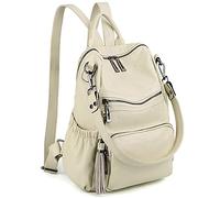 UTO Laptop Backpack Womens Teenage Girls PU Leather Cream | School Bag, Ladies Rucksack Travel, Rucksack, Multi Compartments, Anti Theft Pocket