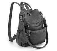UTO Travel Backpack Womens Ladies Laptop Rucksack Bag with Detachable Waist Pack Coin Purse Vegan Leather Grey