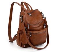 UTO Womens Ladies Laptop Rucksack Travel Backpack Vegan Leather Brown | for ladies, Mother, Mum, Detachable Waist Pack, Coin Purse
