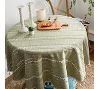 Utobanh Green Round Cotton Linen Tablecloth - Small Table Cover for End Bedside Coffee Teapoy Table（Sage Green，35 * 35inch）