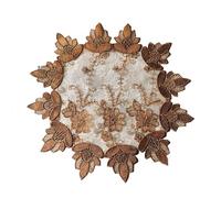 Utobanh Lace Small Table Cloth Fall Christmas Macrame Tablecloth Table Topper for Thanksgiving Farmhouse Rustic Decoration (Brown,16 Inch Round)